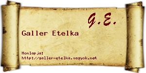 Galler Etelka névjegykártya
